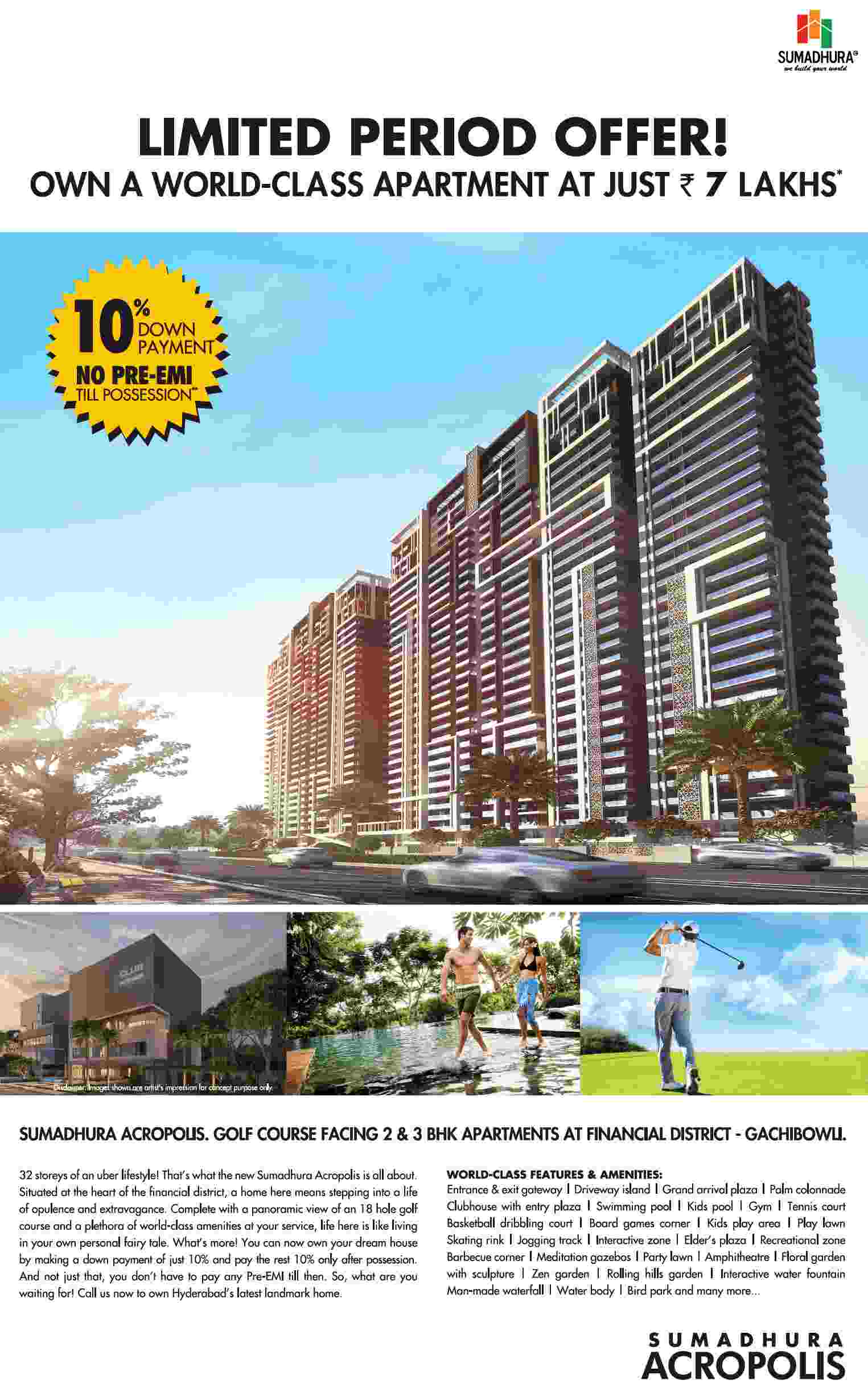 Step into life of opulence & extravagance by residing at Sumadhura Acropolis in Hyderabad